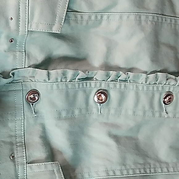 Quacker Factory Teal Jean Rhinestoned Vest. Women's Size Large - Picture 3 of 6